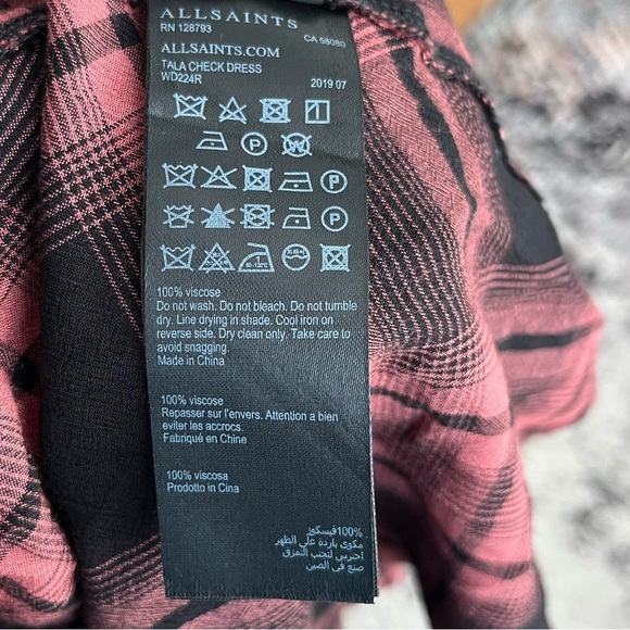 All Saints Plaid Button-Up Dress with Sash - Picture 4 of 5